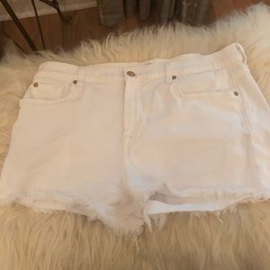 7 For All Mankind white denim shorts